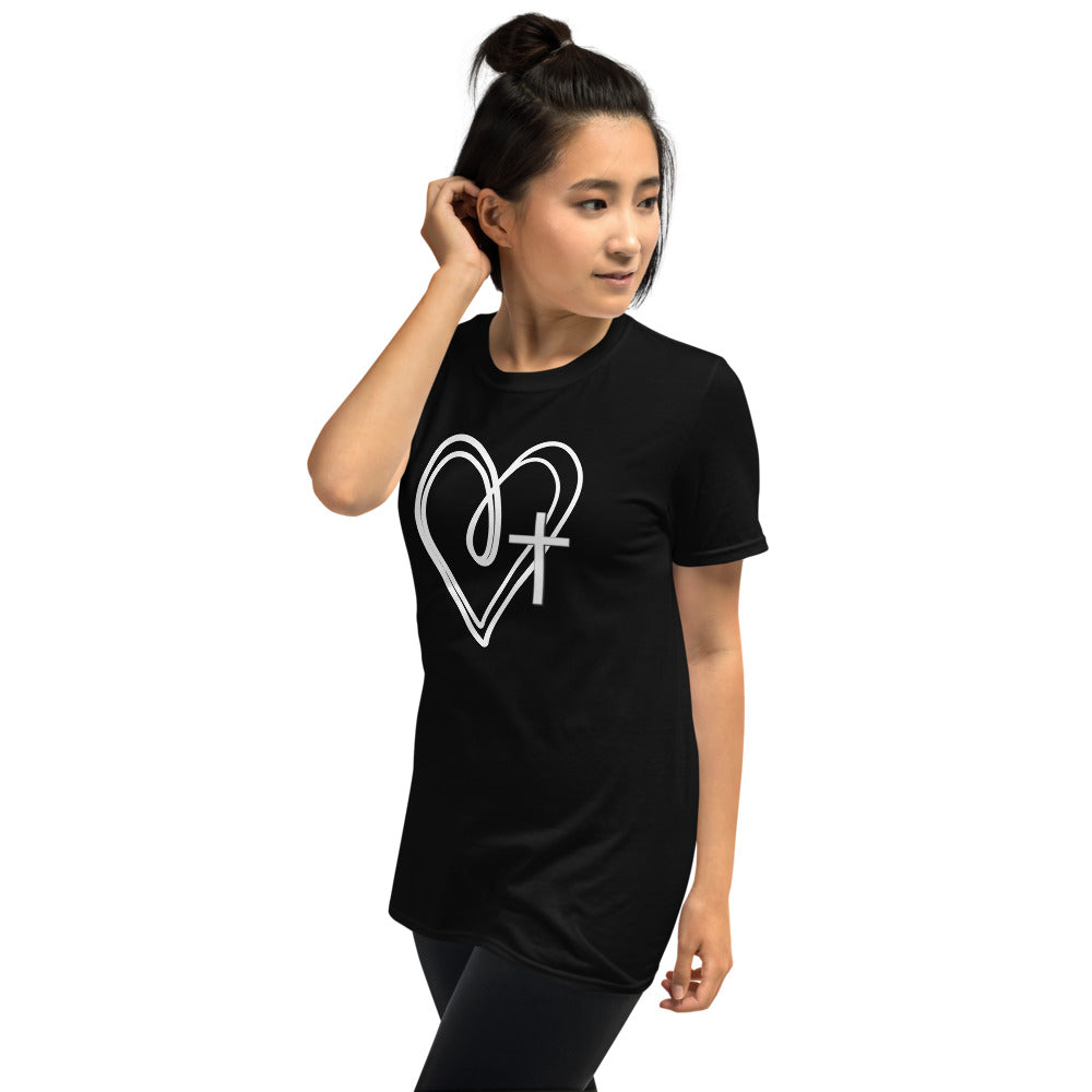 Two Hearts and a Cross Short-Sleeve Unisex T-Shirt