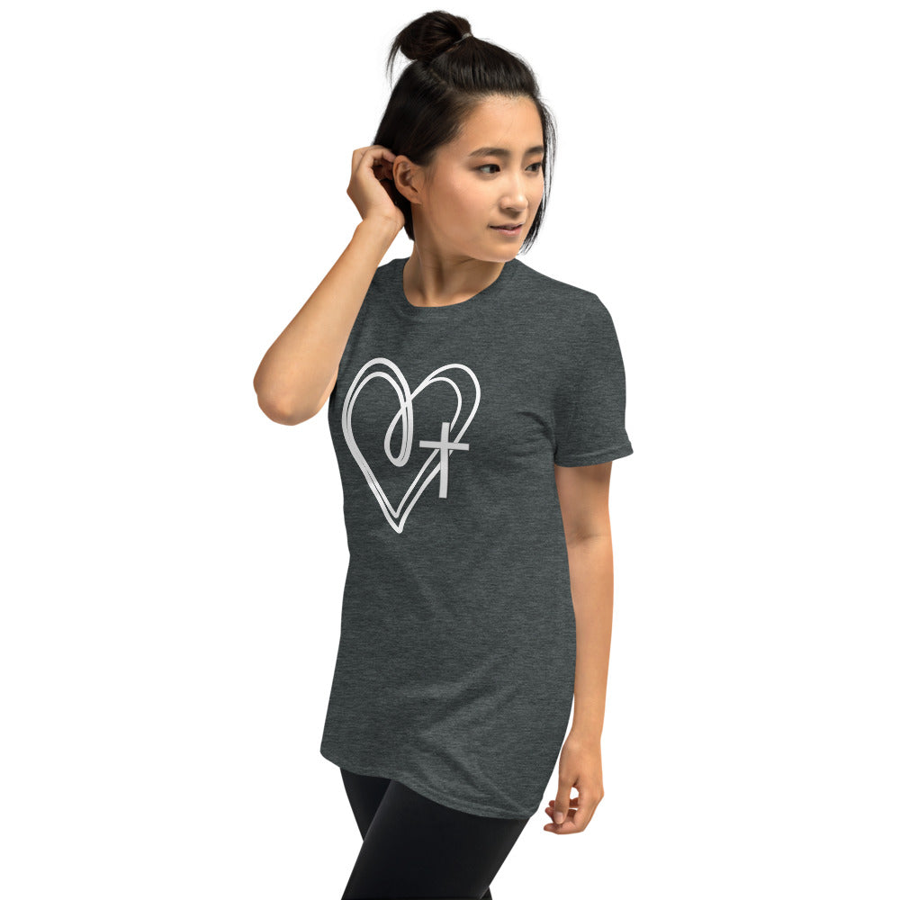 Two Hearts and a Cross Short-Sleeve Unisex T-Shirt