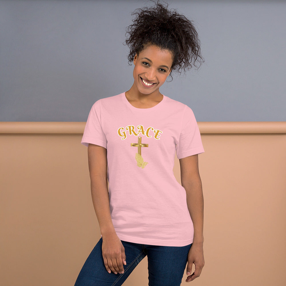 Grace, Praying Hands and Cross Unisex T-Shirt