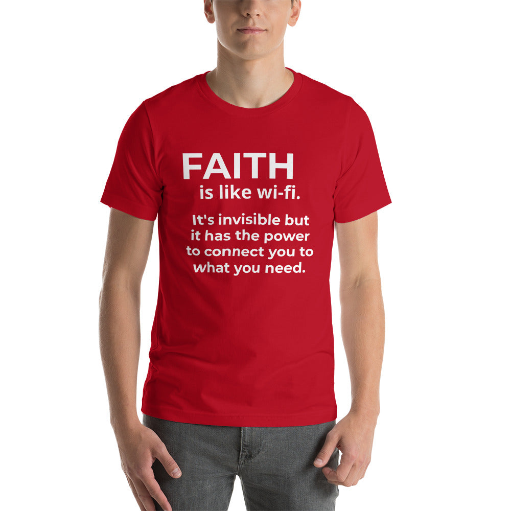 Faith Is Like Wi-Fi Red Unisex Short-Sleeve T-Shirt