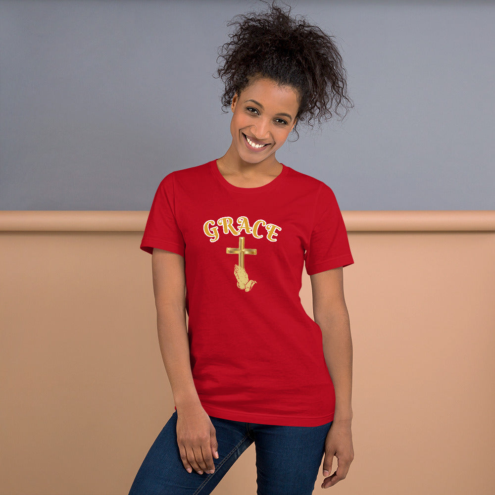 Grace, Praying Hands and Cross Unisex T-Shirt
