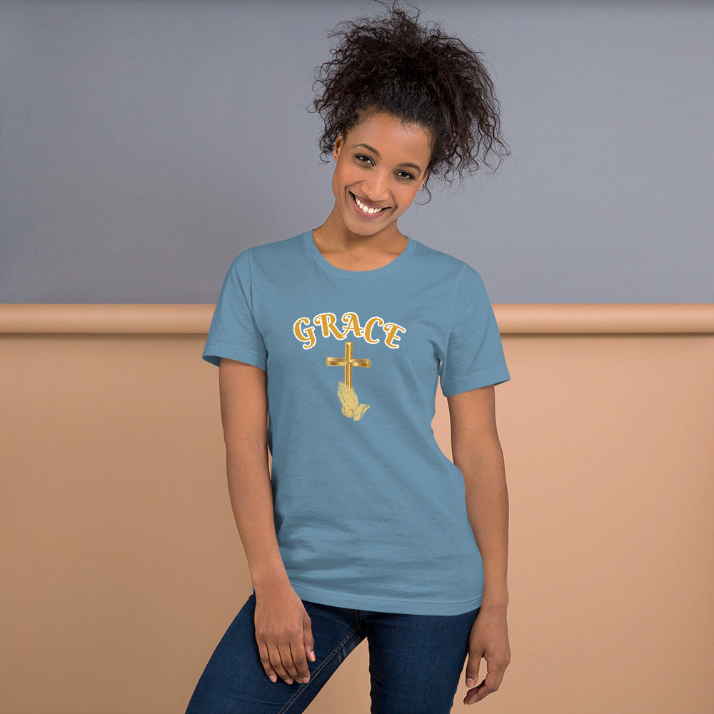 Grace, Praying Hands and Cross Unisex T-Shirt