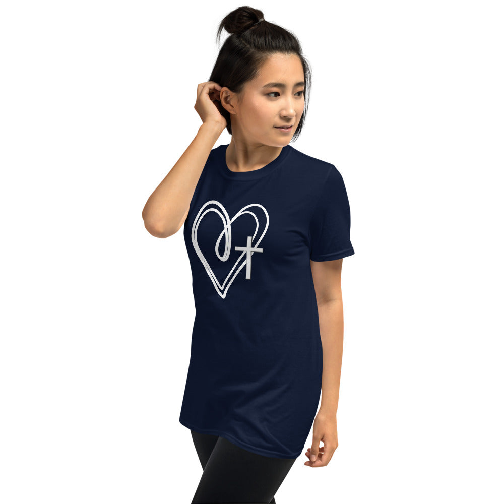 Two Hearts and a Cross Short-Sleeve Unisex T-Shirt
